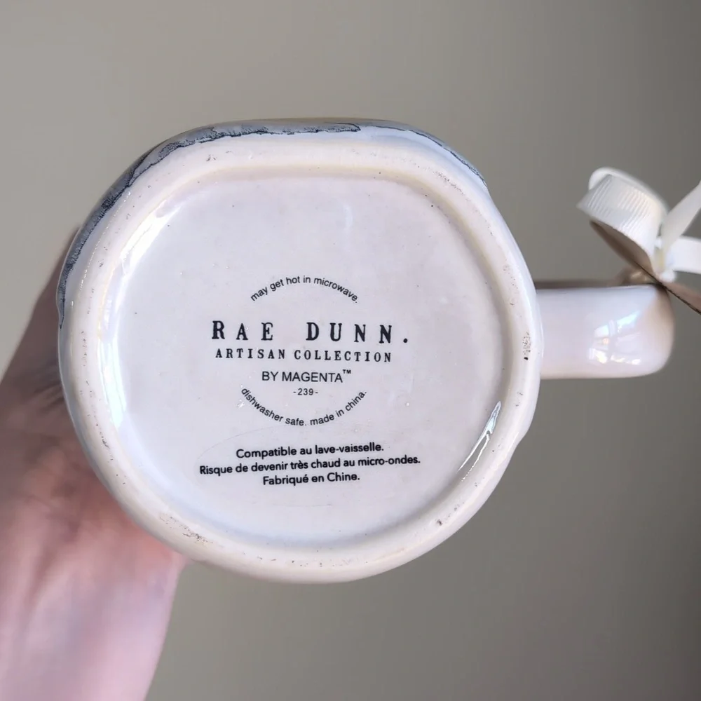 Rae Dunn ALL IS CALM Christmas Reindeer Mug 🦌Allover Snow & Star Detail - Picture 4 of 5